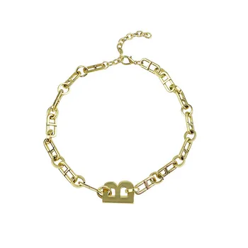 

Ins New Gold Chunky Chain B Letter Minimalism Minimalist Choker Pendant Necklace Korean Fashion Chic Party Jewelry