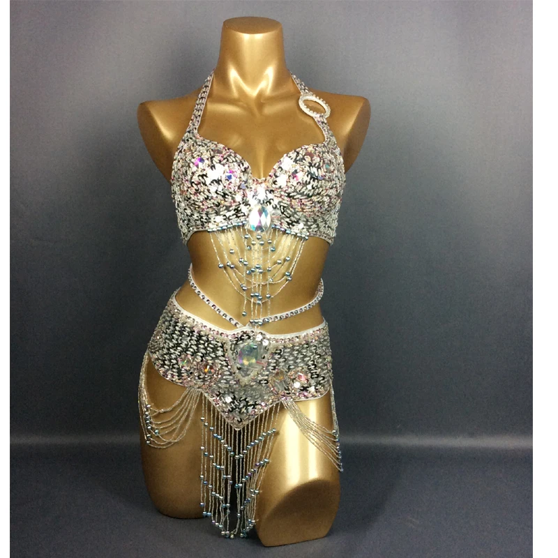 Women belly dancing suite belt+bra samba costumes Sexy stage show dance wear club USA bra hot girl clothing girl dance costume