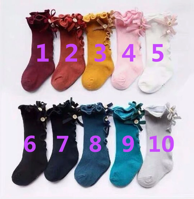 KY-WT-001-5 Kaiya Angel/Носки для новорожденных детские мягкие нескользящие носки до колена с бантом для маленьких девочек носки принцессы на весну, лето, осень и зиму - Цвет: KY-WT-001-5