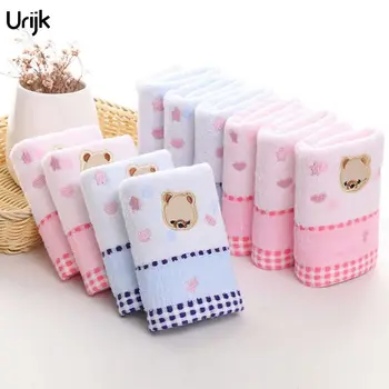 

New Wholesale Children Face Bath Towel Cartoon Bear Printed Face Towels 100% Cotton Rectangle Soft Absorbent Towel 25*50cm