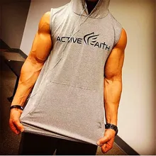 Стиль мужской спортивный жилет с капюшоном для фитнеса для тренировок на открытом воздухе для бега