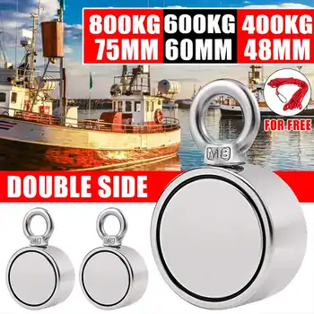 

800/600/400KG Strong Powerful Neodymium Magnet Hook Salvage Magnet River Fishing Equipments Holder Pulling Mounting Pot+10M Rope