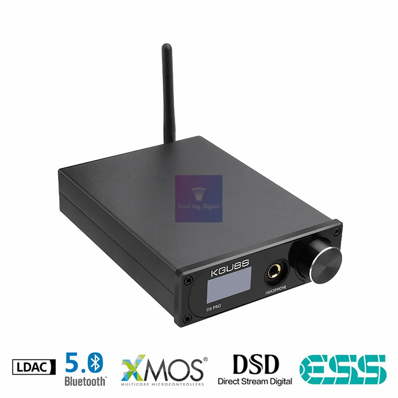 KGUSS D6 Pro нанимает USB усилитель для наушников DAC 600Ohm ESS9038K2M Bluetooth 5 0 LDAC XMOS DSD512
