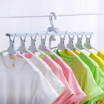 

Creative Home Storage Multifunctional Folding Hanger Support Clothes Rack Can Be Rotated Anti-Skid Hanging Plastic Drying Rack