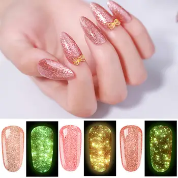 

Lagunamoon Luminous Rose Gold Gel Nail Polish Glow In The Dark Nail Gel UV LED Soak Off Manicure 8ML