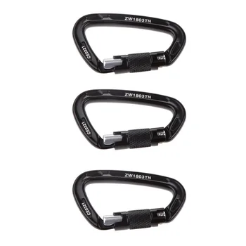 

3pcs / Pack 24KN Aluminum Snap Hook D-Ring Climbing Mountaineering Rappelling Tree Care Multifunctional Snap Hook - Black
