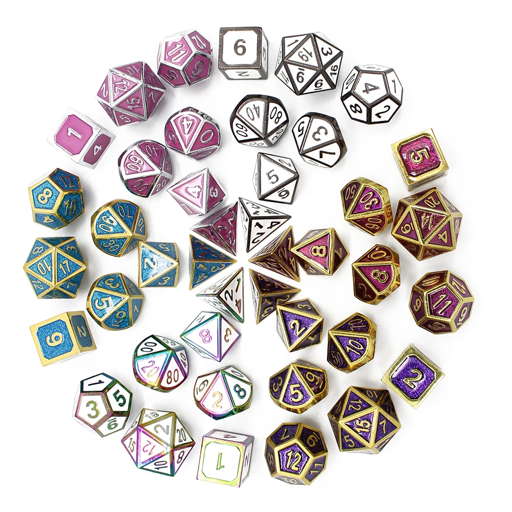 Metal dice dnd rpg conjunto rpg dices poliédrico dice jogos de mesa digital de liga de Zinco sólida d & d dados 7pcs d4 d6 d8 d10 d12 d20