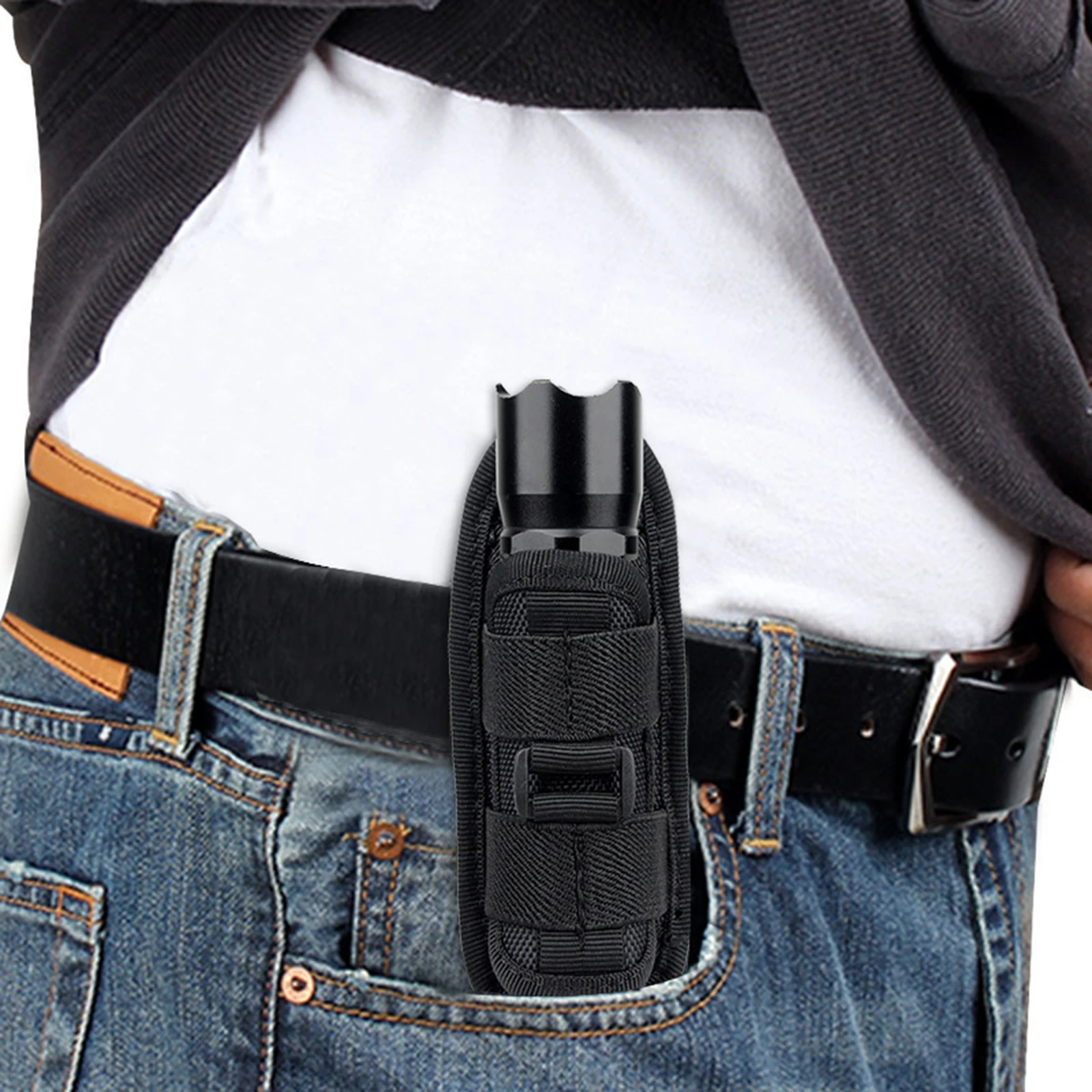 360 Degrees Rotatable Flashlight Pouch Holster Torch Case for Belt