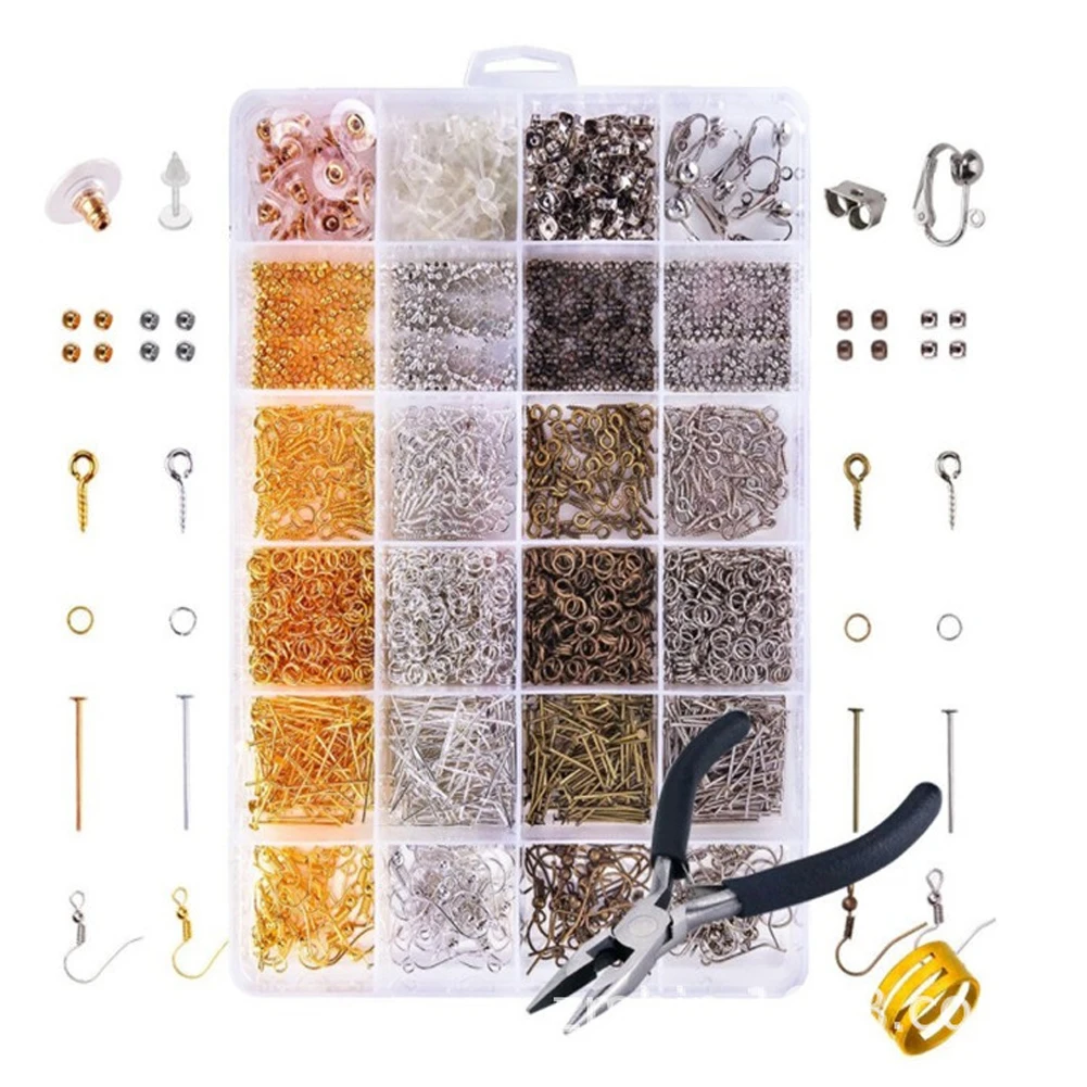 

DIY 24 Grid Necklaces Set Findings Plier Jewelry Accessory Kit Professional Combined Tools Making Repair Beginners Adult Earring