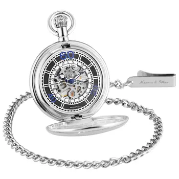 

KS Retro Onion Crown Silver Twelve Constellations Skeleton Hand Winding Mechanical Clock Pocket Watches Fob Chain Jewelry/KSP075