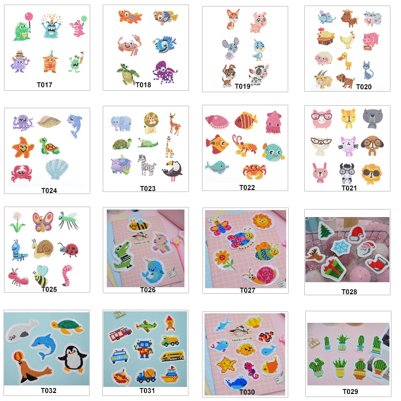 Diamond Painting Stickers Kids 5D DIY Art Craft Flamingo Hawaii Painting with Diamonds Paint by Numbers for Children