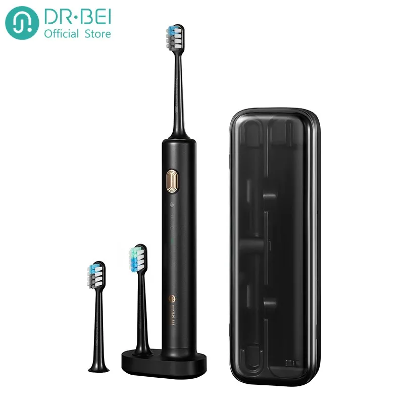 DR.BEI-cepillo de dientes eléctrico, recargable, Sónico, resistente al agua, eléctrico, Ultra sónico, V12, con 3 uds. De cabezal de cepillo