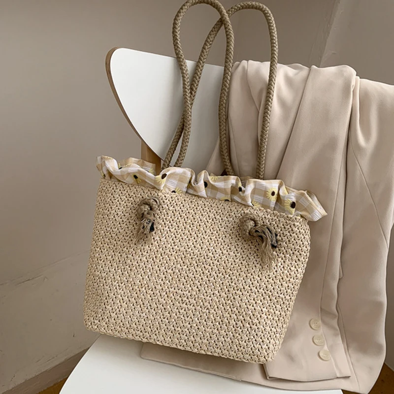 Fashion Women's Summer Straw Bag Tote Shoulder Bags Large Wicker Woven HandBag Female 2021 New Braided Raffia Pouch Beach |