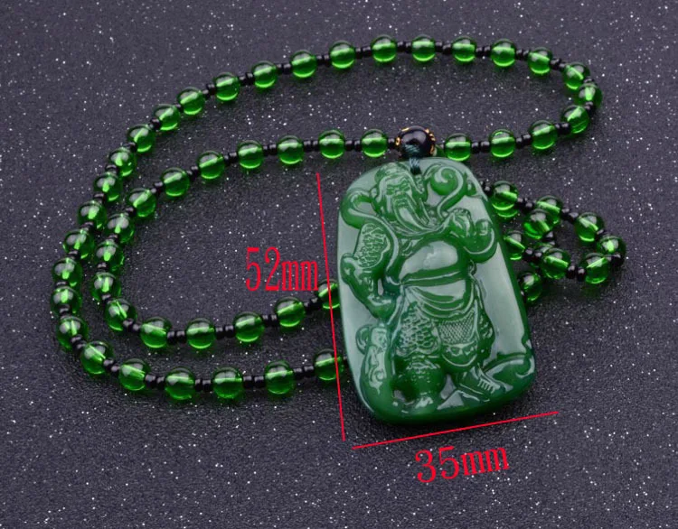 Зеленый восемь высокой имитация кулона guan gong ожерелье с Буддой