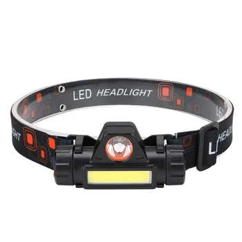 

Flashlight Safe ABS Headlamp Camping Night Portable USB Rechargeable XPE COB LED Outdoor Lighting Torch Fishing 90 Degree Mini