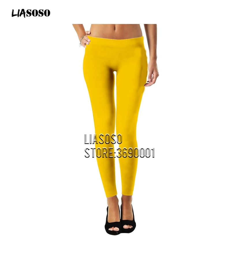LIASOSO леггинсы с 3D принтом желтого цвета, Фиолетовые женские леггинсы для девушек, готические сексуальные леггинсы, штаны до щиколотки для фитнеса, уличная одежда X2800