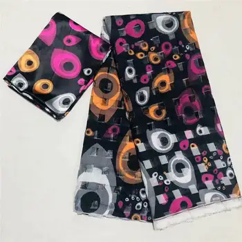 

Hot sale Gahna Style satin silk fabric with organza ribbon African wax design !DF202201