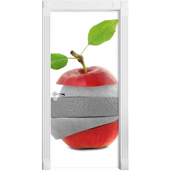 

Home Decor Decal PVC Funny Apple Cool Waterproof Art Cement 3D Print Sticker Self Adhesive Diy Paper for Bedroom Door Sticker