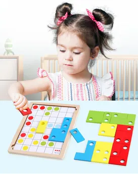 

2019 New Wooden Tetris Puzzle IQ Logic Brain Teaser Game for Children Adults
