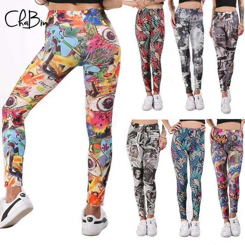 

2019 Women Yoga Pants Fashion Printing Sports Leggings Push Up Tights Gym Exercise High Waist Fitness Running Athletic Trousers