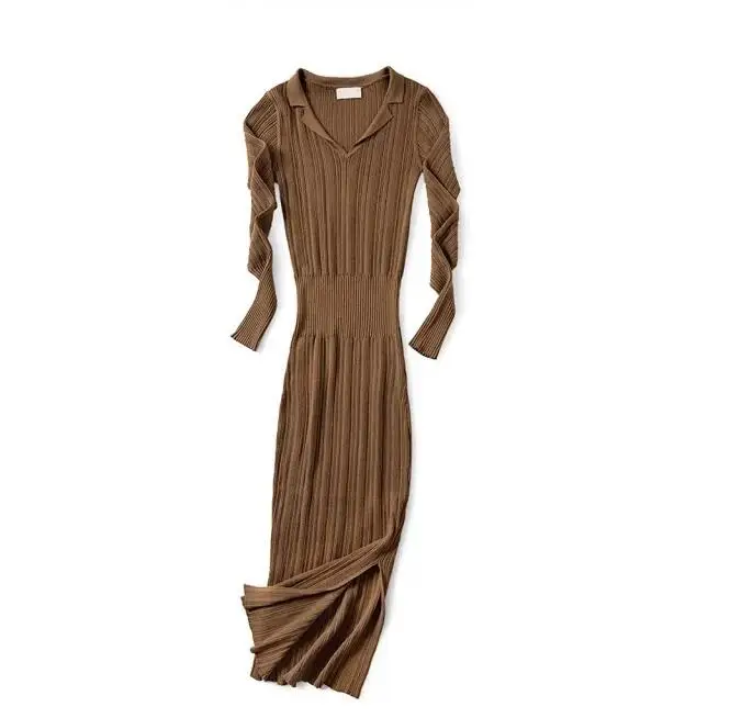 Женское Повседневное платье с v-образным вырезом, тонкое платье-Макси