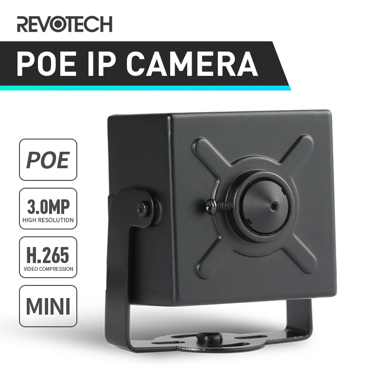 Mini 3.7mm Lens IP Camera POE HD 3MP H.265 1296P / 1080P Indoor Security Metal ONVIF IP CCTV System Video Surveillance REVOTECH ip camera mini camera surveillance camera wifi ip camera