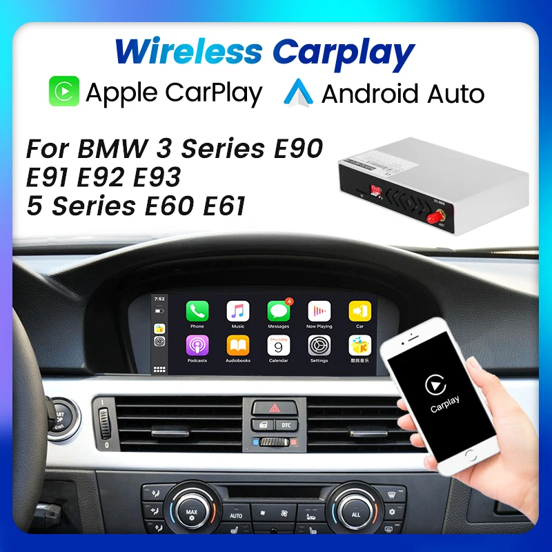 Décodeur Sans Fil Apple Carplay Android Auto, Pour Bmw Série 3 5 E60
