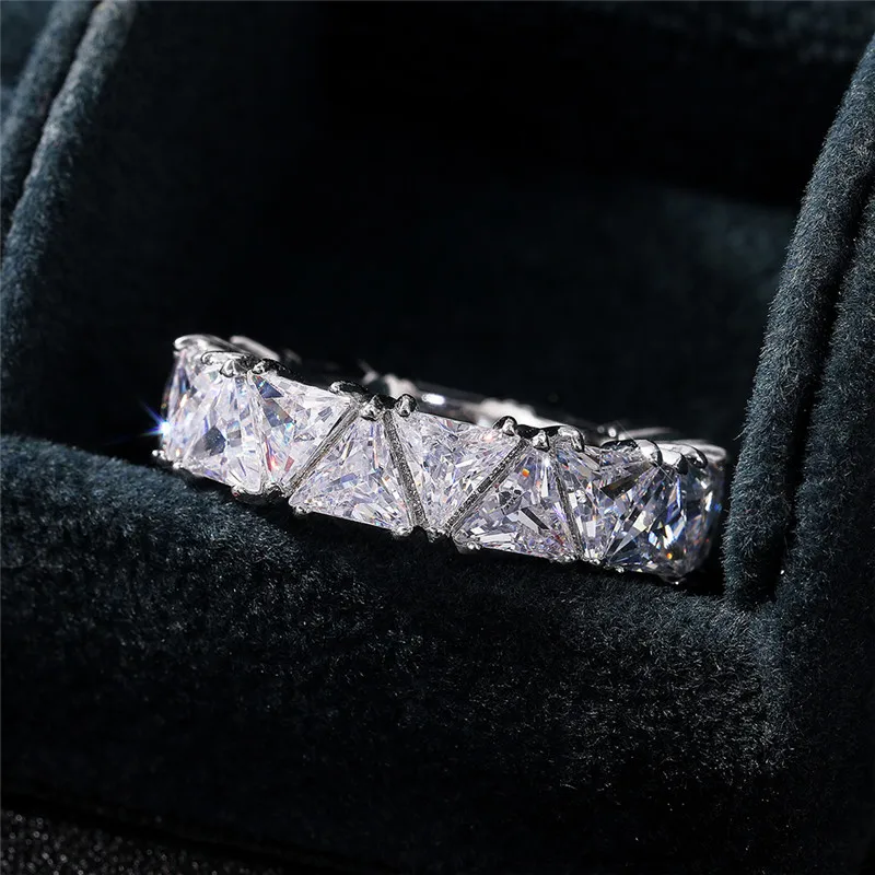 Wedding Band Promise Rings For Women Unique Triangle Cubic Zirconia Design