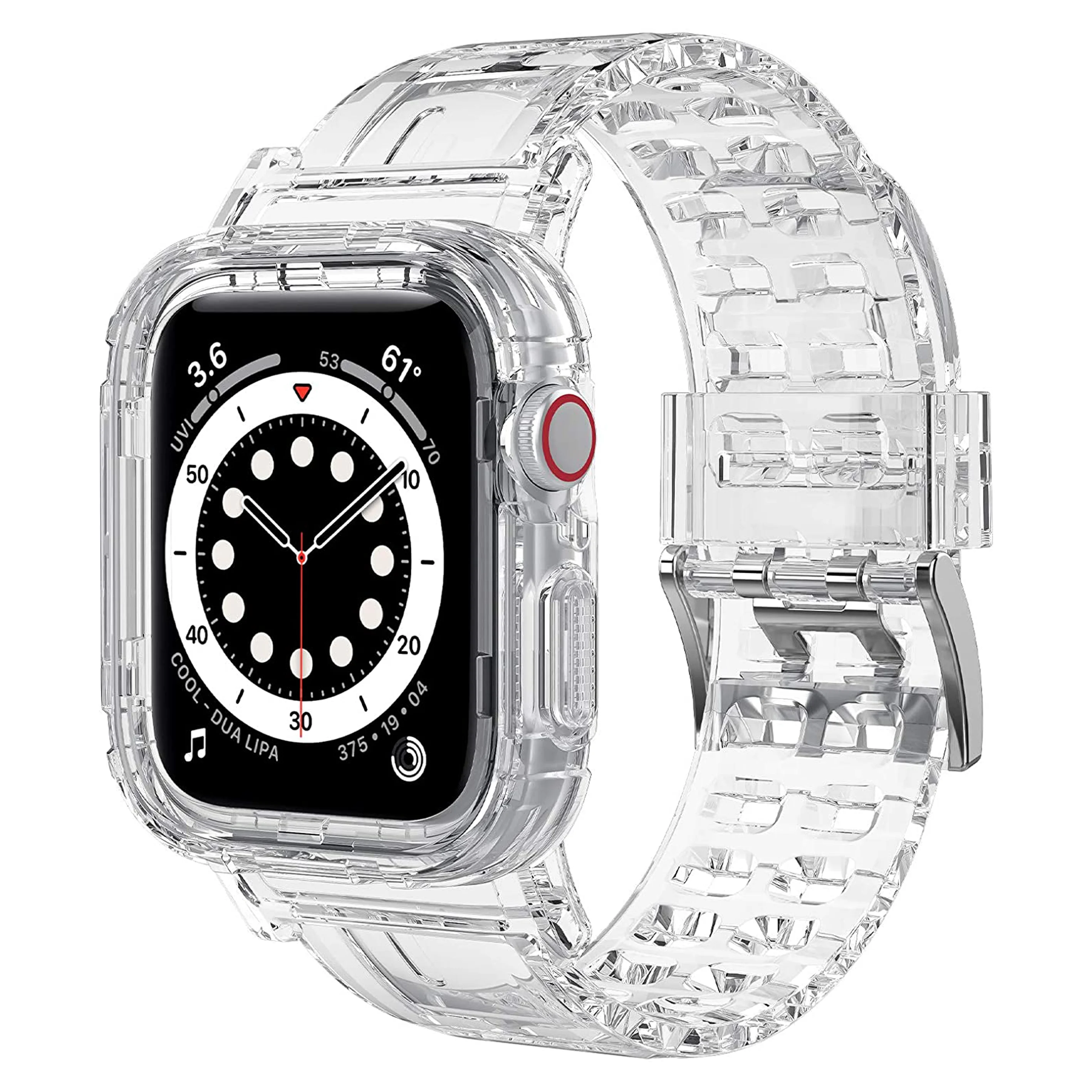 Ремешок и чехол для Apple Watch Series 6 SE 5 44 мм 42 прозрачный пластиковый браслет iwatch 4 3 2 1 38