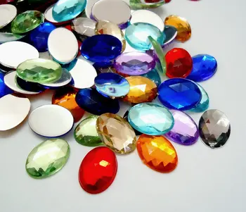 

Imitation Taiwan Acrylic Rhinestone Cabochons Faceted Flat Back Oval Mixed Color 30x20x5mm; about