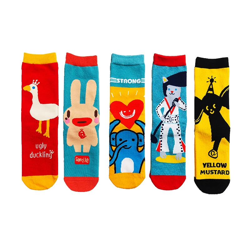 Autumn Winter New Design Women Socks Funny Sock Cotton Cartoon Animal Jacquard