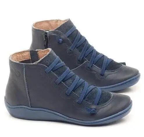 lace up black Г.; женские ботильоны из мягкой кожи; женские удобные ботинки без застежки; сезон осень-зима; женская обувь на плоской подошве; большой размер 43 - Цвет: lace up black