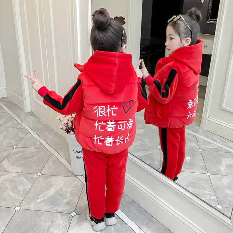 

New Style Thick Set 2019 Girls Western Style Children plus Velvet Autumn And Winter Online Celebrity Learning Reward Winter Hood