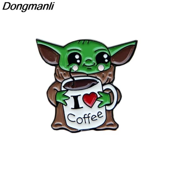 

P4593 Dongmanli The Mandalorian TV Show Baby Yoda Coffee Metal Brooch Enamel Pins Badge backpack bag Collar Lapel Jewelry Gifts