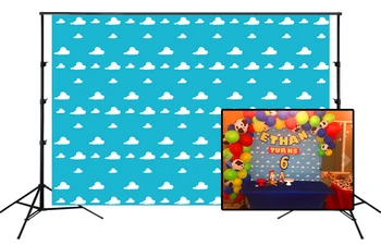 

Toy Story Cartoon White Clouds Light Blue Sky Wall Story Custom Photo Studio Backgrounds Birthday Party Backdrops W-3333