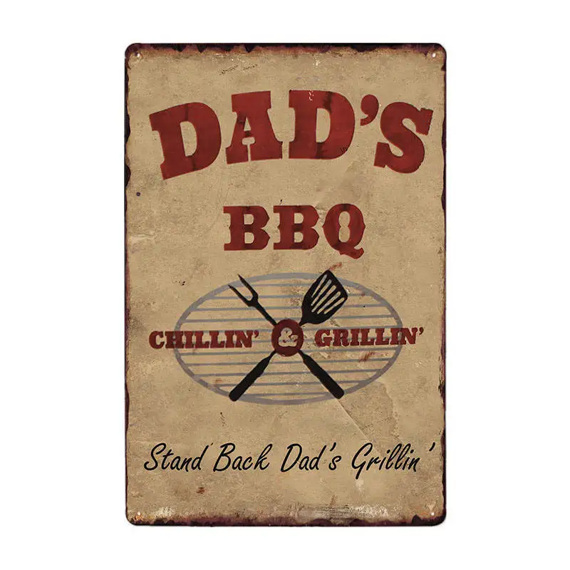 DAD'S BBQ оловянные вывески винтажные металлические бляшки плакат на стену декоративные тарелки бар украшение фермерский дом Декор 20x30 см - Цвет: 60220