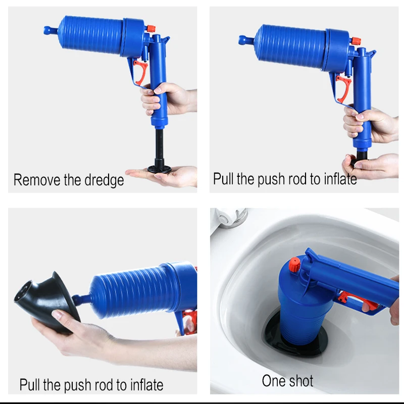 Exclusive Toilet Air Power Drain Blaster Gun Manual Plunger Pipe Clog