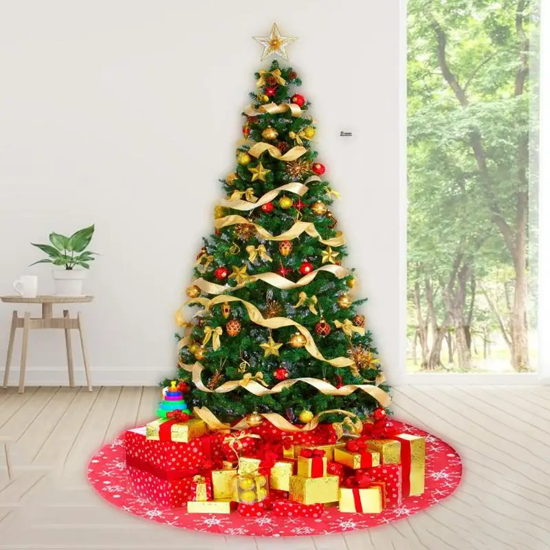 Merry Christmas Party Decoration Christmas Tree Skirt Round Edge Xmas Tree Foot Cover Carpet New Year Decor Gifts