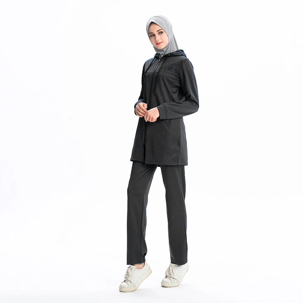 Скромный 2 шт./компл. Беговые брюки для мужчин костюм Спортивная одежда для женщин мусульманские женские спортивные костюмы Хиджаб Женский исламский mAh Толстовка Брюки
