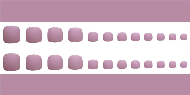 Pink Gray Matte Scrub Nails 24pcs Square Head Short Paragraph Manicure Accessorie Summer Bride's Fake Toenail Patch Nail Art