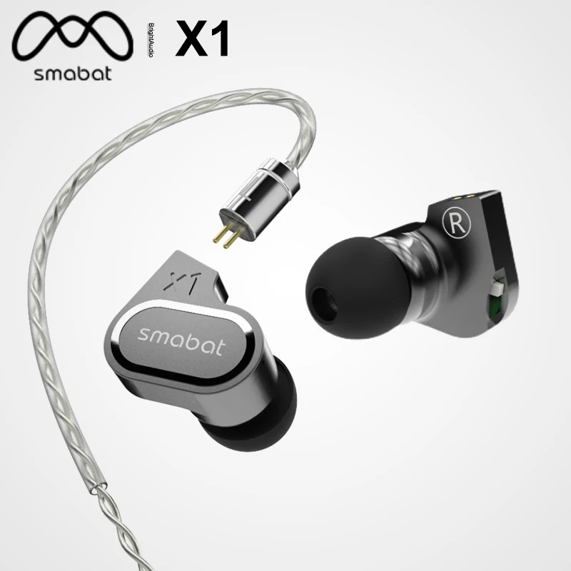 Smabat X1 Dual-Core Diaphragm Driver In-Ear Earphone Earbuds 0.78mm Detachable Cable Bass and Treble Filter Acoustic Headset | Электроника