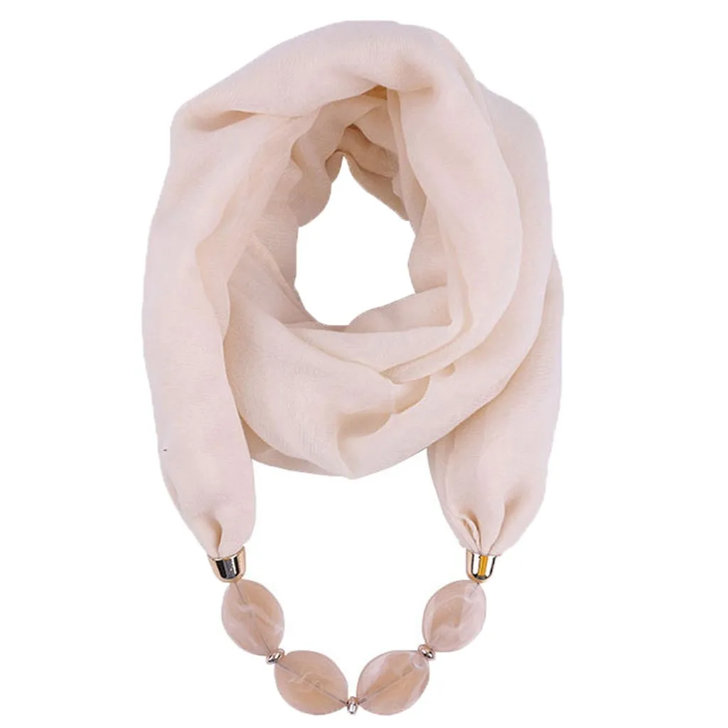 Однотонный женский шарф из хлопка и льна, ожерелье с подвеской, шарф в этническом стиле, мягкое ожерелье, шарф на лето и весну, пляжные Вечерние - Цвет: B