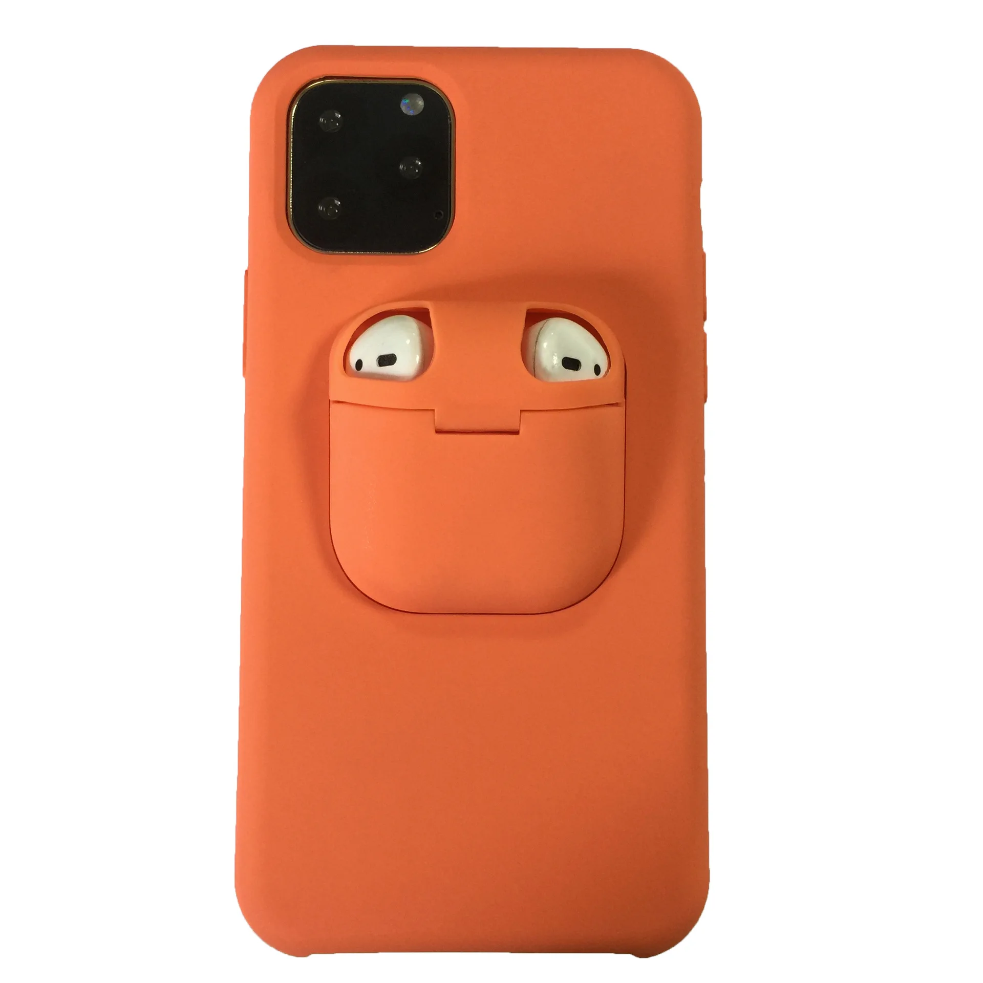 Для iPhone 11 Pro Max 7 8 Plus 6 6s чехол для телефона наушники 2 в 1 Простой Противоударный s X XR