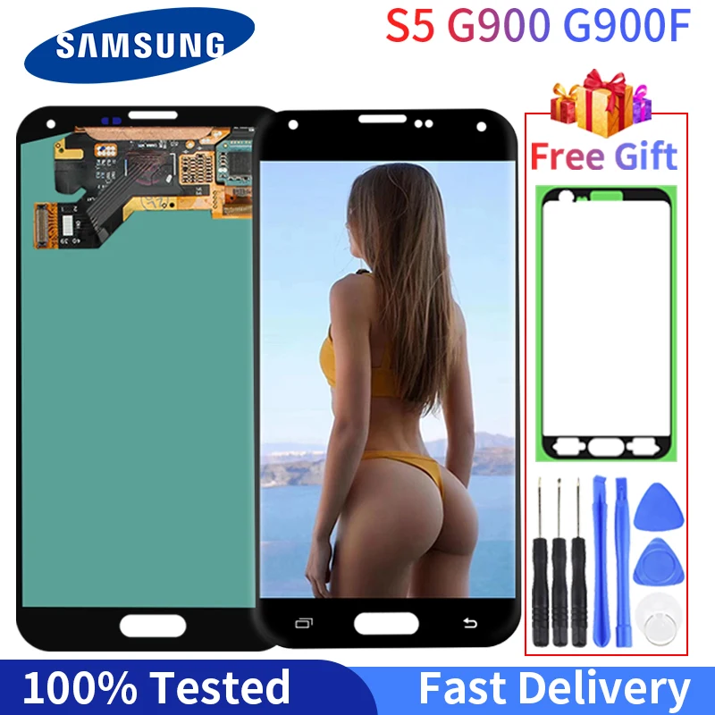 ЖК-дисплей для SAMSUNG Galaxy S5 G900F G900 G900A G900T G900I сенсорный экран дигитайзер в сборе 100%