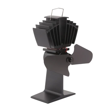 

Black 2 Blades Heat Powered Wood Stove Fan for Wood Log Burner Fireplace Fan