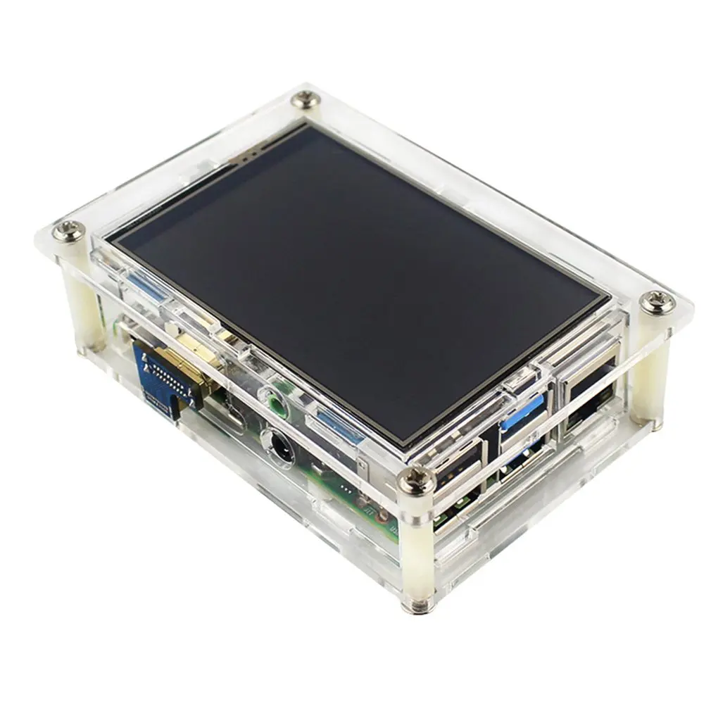 Для Raspberry Pi 4 Модель B акриловый чехол прозрачный корпус для 3,5 дюймов HDMI Сенсорный Экран Дисплей Корпус