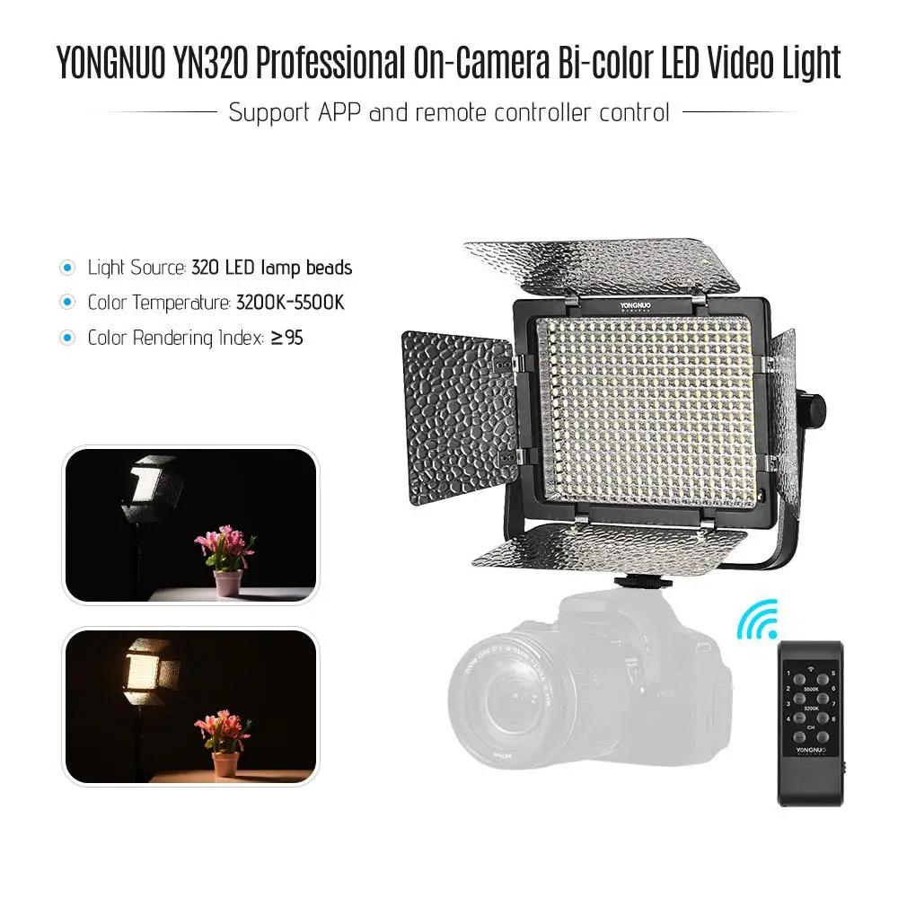 YongNuo YN320 Color Temperature 3200K-5500K 320pcs Lamp Beads LED Flash Video Light for DSLR Cameras