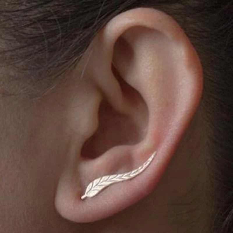 

New Fashion Leaf Stud Earrings For Women Dainty Feather Earrings Brincos Gold Silver Color oorbellen Piercing Jewelry E001