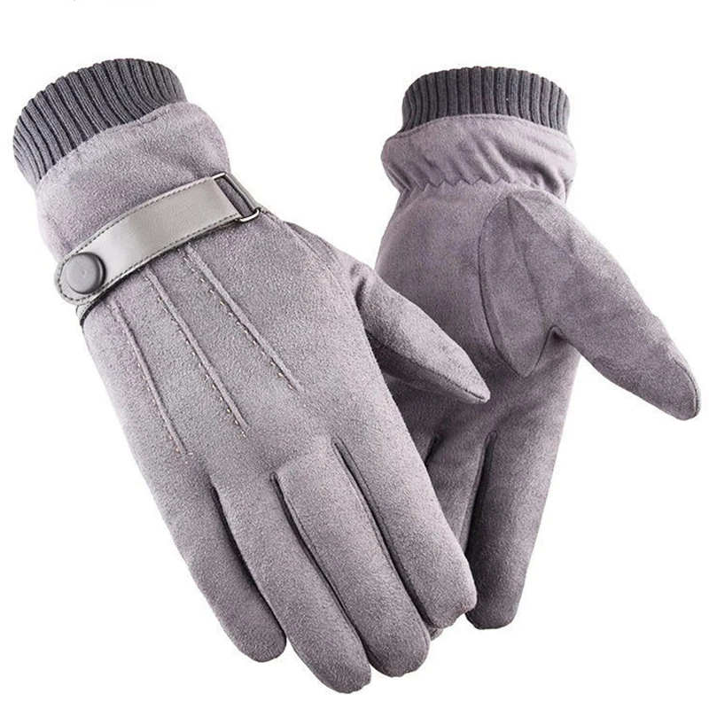 Warm In Winter And Thick Suede Gloves Suitable For Skiing Cycling Support Contact Screen General Size | Спорт и развлечения