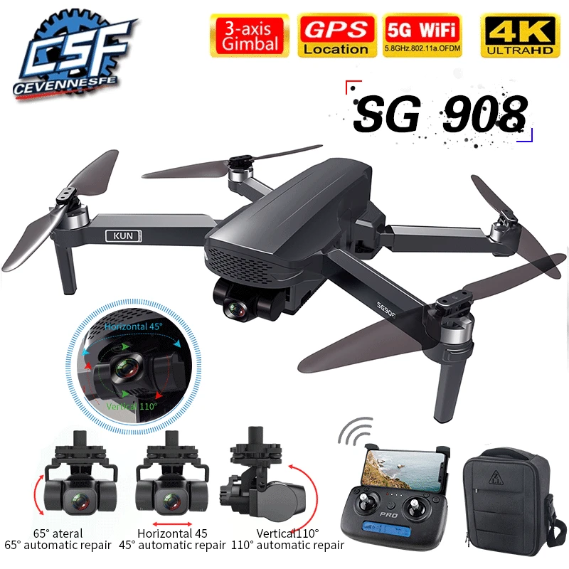 2021 Новый SG908 Дрон 3-осевому гидростабилизатору 4K Камера 5G Wi-Fi GPS FPV